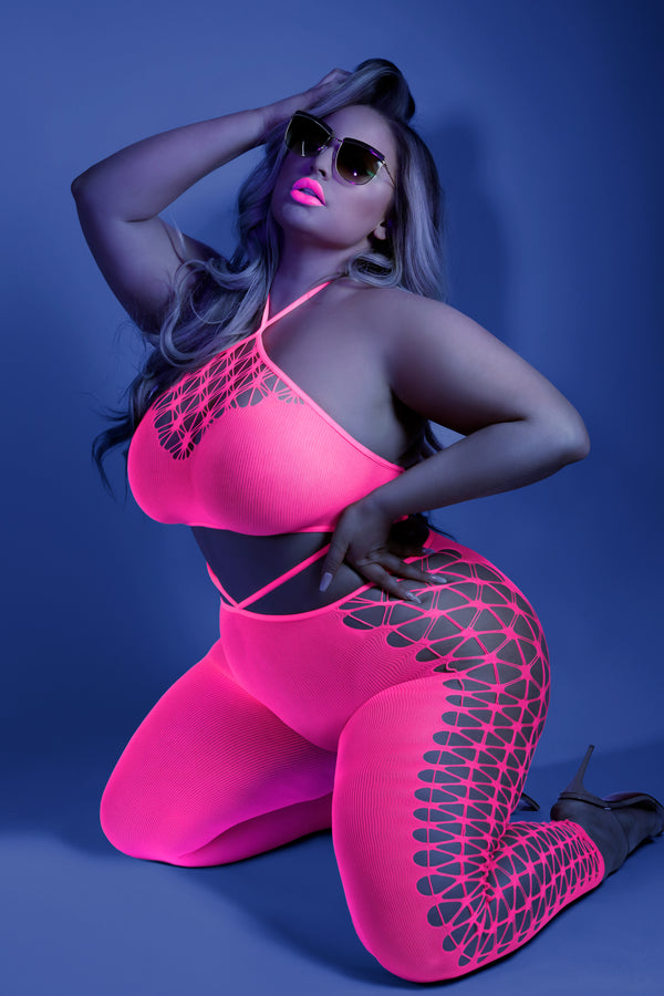 Own The Night Cropped Cut Out Halter Bodystocking