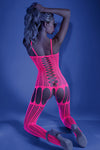 Hypnotic Enchantment: Neon Pink Criss Cross Bodystocking